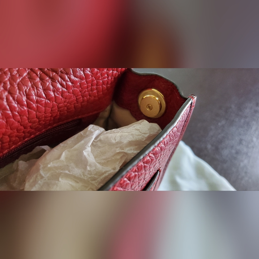 Michael Kors Cooper Large Leather Satchel Messenger Bag in Cherry Red - Picture 2 of 16